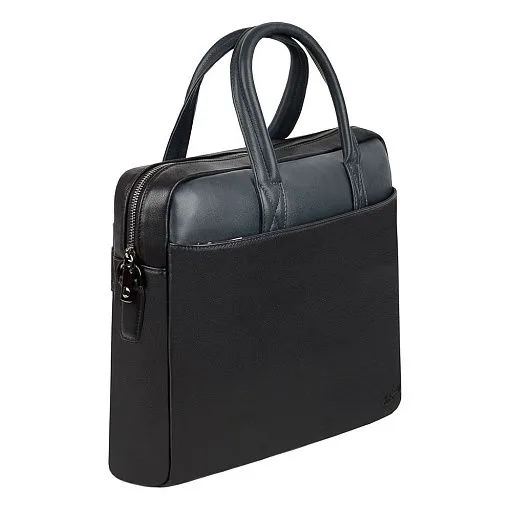 Портфель HT-3888-1 черн/синий натуральная кожа