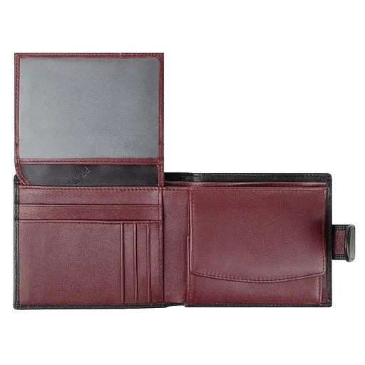 Кошелек PR-23923 черн/борд. натуральная кожа