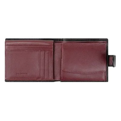 Кошелек PR-23923 черн/борд. натуральная кожа