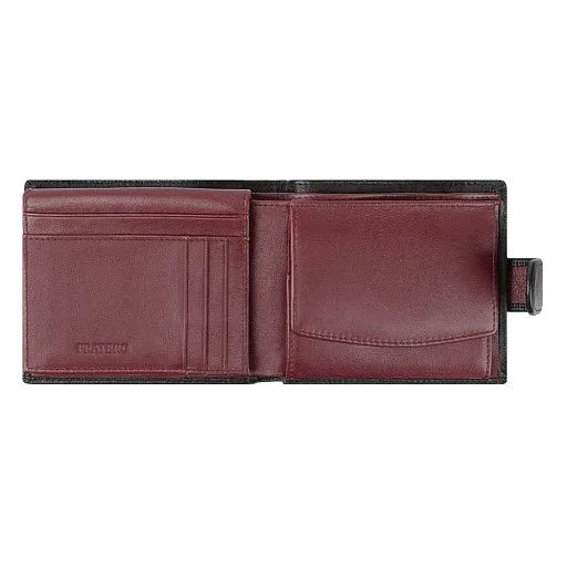 Кошелек PR-23923 черн/борд. натуральная кожа