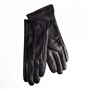 Перчатки жен черн 125 L кожа/байка